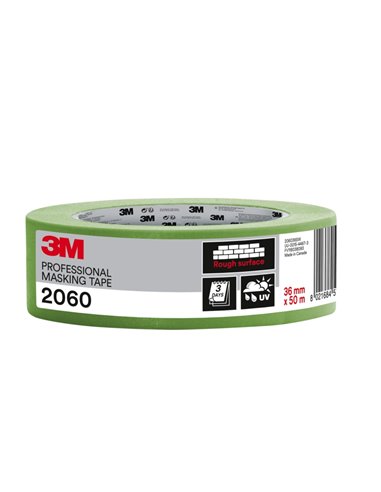 3M Ruban de Enmascarar Profesional Pour Superficies Rugosas - 36mm x 50m - Couleur Vert