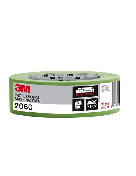 3M Ruban de Enmascarar Profesional Pour Superficies Rugosas - 36mm x 50m - Couleur Vert