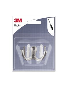 3M Gancho Double Pour Atornillar de Metal - Couleur Gris Métallisé