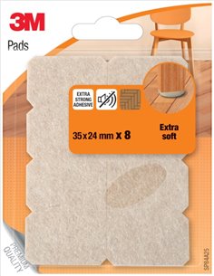 3M Pack de 8 Almohadillas de Fieltro - Extra Suaves - 35x24mm - Couleur Beige