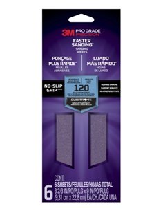 3M Pro Grade Precision Faster Pack de 6 Feuilles de Lijado - Grano 120 Mediano - 9.31x22.8cm - Rendimiento Supérieur - Reduccion
