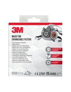 3M Mascarilla Pour Filtros Intercambiables 6200BC1 - Couleur Gris
