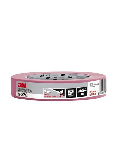 3M Ruban de Enmascarar Pour Superficies Delicadas - 24mm x 50m - Couleur Rose