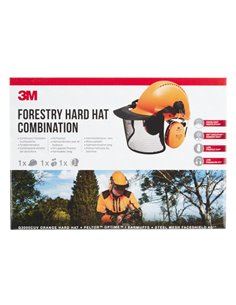 3M Pack Forestal de Sécurité Pour Cabeza - Casco Protector - Orejeras Auditivas - Écran Facial de Malla de Acier - Couleur Orang