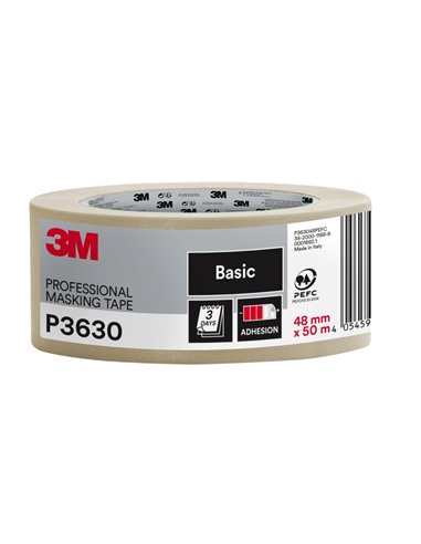 3M Ruban de Enmascarar Profesional - 70% PEFC - 48mm x 50m - Couleur Blanc