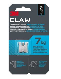 3M Claw Pack de 2 Ganchos de Metal Pour Paredes de Yeso - Supporte jusqu'à 7 kg - Couleur Gris/Titanio