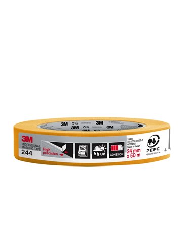 3M Ruban de Enmascarar Profesional - Multisuperficie - 24mm x 50m - 100% PEFC - Couleur Jaune