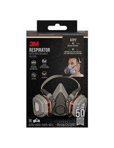 3M Mascarilla de Media Face - Filtros Reemplazables - Couleur Gris