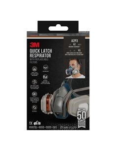 3M Mascarilla de Media Face - Fermeture Rapide - Filtros Reemplazables - Couleur Gris