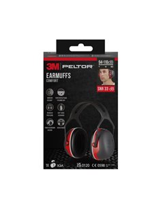 3M Peltor Orejeras Auditivas - SNR 33dB - Comoda Diadema - Réglable - Couleur Noir/Rouge