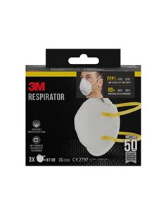 3M Pack de 3 Mascarillas Pour Particulas FFP1 - Desechable - Sans Valvula - Pour Niveles Basses de Particulas - Couleur Blanc