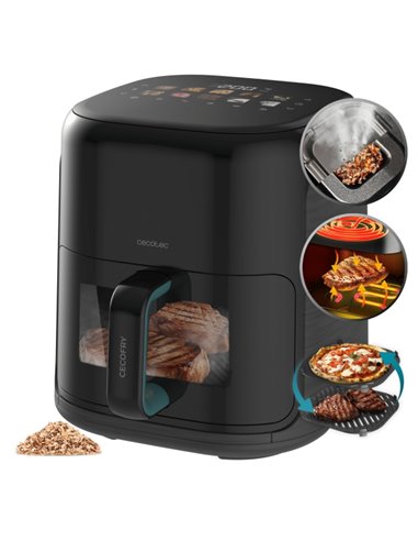 Cecotec Cecofry and Grill Smokin'Prime 4000 Freidora de Aire - 1900W - Capacité 4L - Temperatura Regulable Jusqu'à 200ºC - Ahuma