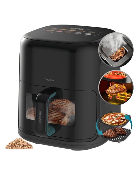 Cecotec Cecofry and Grill Smokin'Prime 4000 Freidora de Aire - 1900W - Capacité 4L - Temperatura Regulable Jusqu'à 200ºC - Ahuma