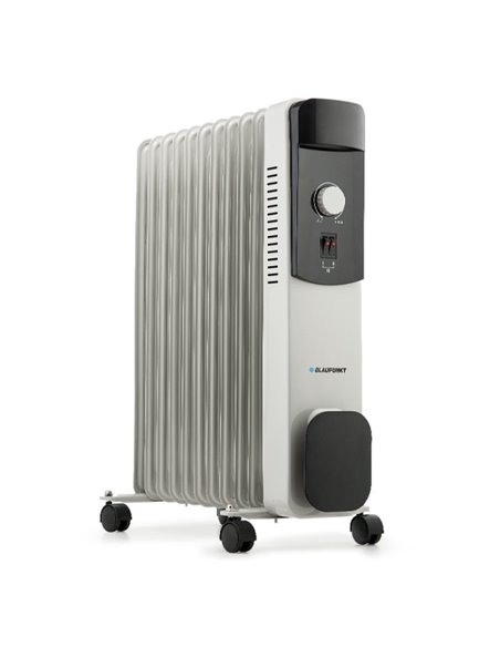 Blaupunkt Radiador de Aceite - Potencia 2500W - Termostato Regulable - Ruedas - Recogecable - Indicateur Luminoso - Couleur Blan