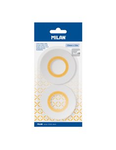 Milan Pack de 2 Cintas Adhesivas de Double face - 15mm x 10m - Couleur Transparent