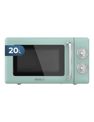 Cecotec Proclean 3010 Retro Green Micro-ondes - 700W - Capacité 20L - 6 Niveles - Estilo Vintage - Avisador Acustico - Couleur M
