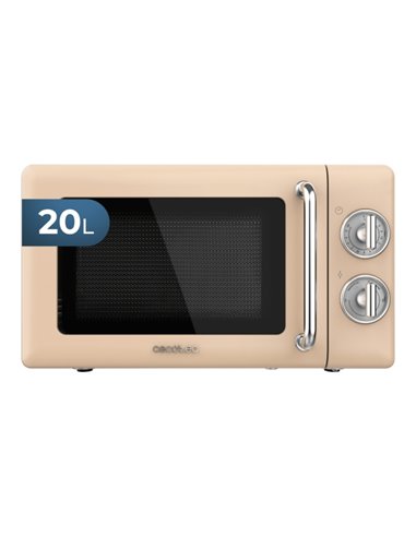 Cecotec Proclean 3010 Retro Beige Micro-ondes - 700W - Capacité 20L - 6 Niveles - Estilo Vintage - Avisador Acustico - Couleur B