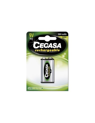 Cegasa Rechargeable Pack de 1 Pila Rechargeable HF22 9V 180mAh