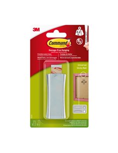Command Universal Support Adhésif Avec Clavo Pour Colgar - 1 Tira Adhesiva - Supporte jusqu'à 2.2kg - Couleur Gris Métallisé