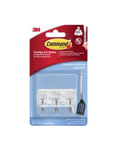Command Pack de 3 Ganchos Compactos - Pointe de Alambre - 4 Tiras Adhesivas - Supporte jusqu'à 225G - Taille S - Couleur Blanc