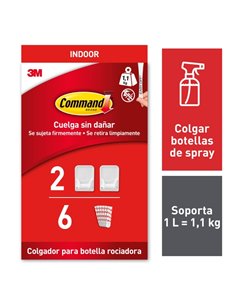 Command Pack de 2 Ganchos Especiales Pour Pulvérisateur - 6 Tiras Adhesivas - Supporte jusqu'à 1.1kg - Couleur Blanc