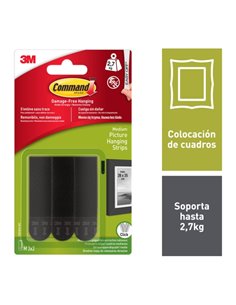 Command Tiras Adhesivas Pour Colgar Cuadros - Couleur Noir