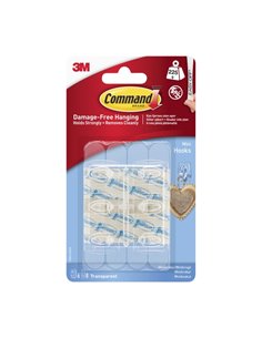 Command Mini Pack de 30 Ganchos - 32 Tiras Adhesivas - Soportan Jusqu'à 225G - Couleur Transparent