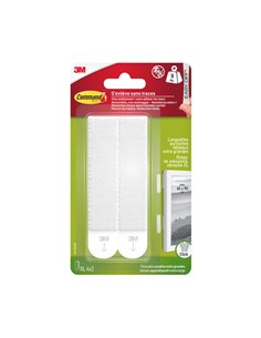 Command Pack de 8 Tiras Adhesivas Pour Objetos Pesados - 4 Pares XL - Supporte jusqu'à 9kg - Couleur Blanc