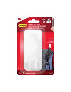 Command Gancho Pour Objetos Pesados - 2 Tiras Adhesivas - Extra-grand - Supporte jusqu'à 4.5kg - Couleur Blanc