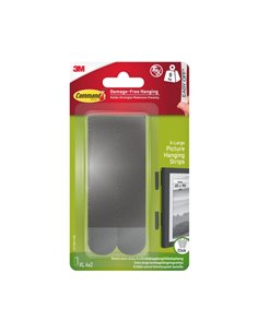 Command Pack de 8 Tiras Adhesivas Pour Objetos Pesados - 9kg - 4 Pares XL - Supporte jusqu'à 9kg - Couleur Noir