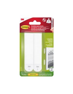 Command Pack de 16 Tiras Adhesivas Pour Objetos Pesados - 8 Pares XL - Supporte jusqu'à 9kg - Couleur Blanc