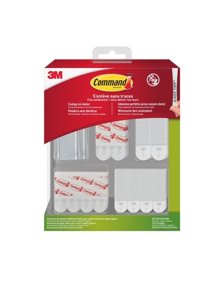 Command Pack Assorti de Fijacion Adhesiva - Formatos Assortis - Jusqu'à 7kg - Couleur Blanc