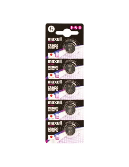 Maxell Lithium CR1620 Pack de 5 Pilas 3V