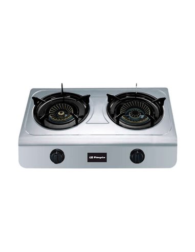 Orbegozo FO 2700 Hornillo à Gas Inox - Compact et Versatil - 2 Quemadores de Triple Corona - Encendido Piezoelectrico - Pour Gas