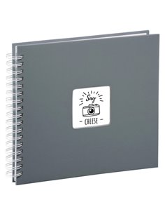 Hama Fine Art Album de Fotos Avec Spirale - 50 Paginas Blancas - Couvercle de Papier - 28x24cm - Couleur Gris