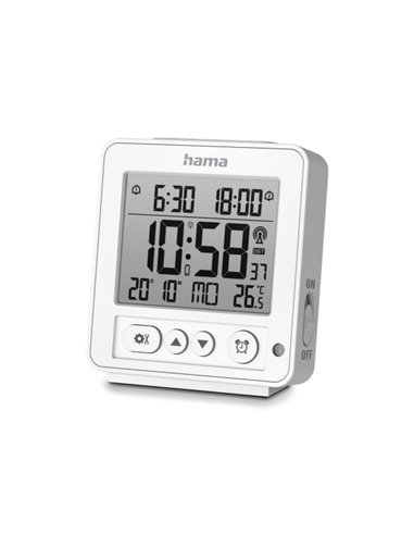 Hama Rhodes Radio Reloj Despertador - Écran digital - Termometro - Funcion de Repeticion de Alarma - 2 Alarmas Configurables - Z