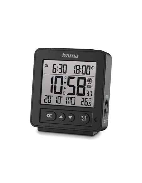 Hama Rhodes Radio Reloj Despertador - Écran digital - Termometro - Funcion de Repeticion de Alarma - 2 Alarmas Configurables - Z