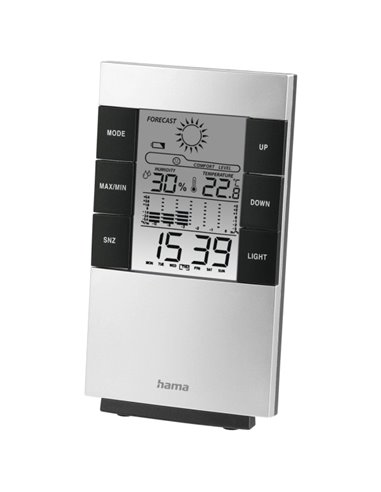 Hama Medidor de Temperatura et Humedad Pour Intérieur - Écran digital - Reloj - Alarma - Prevision Meteorologica - Memoria de Da
