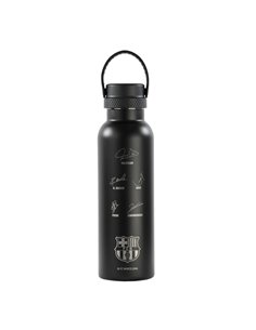 Safta F.C.Barcelona Botella Reutilizable 600mL - Double Pared - Base de Silicona - Acier Inoxydable - Tapon à Rosca Avec Anse - 