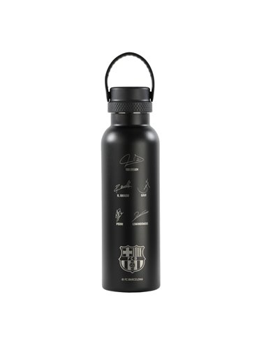 Safta F.C.Barcelona Botella Reutilizable 600mL - Double Pared - Base de Silicona - Acier Inoxydable - Tapon à Rosca Avec Anse - 