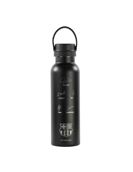Safta F.C.Barcelona Botella Reutilizable 600mL - Double Pared - Base de Silicona - Acier Inoxydable - Tapon à Rosca Avec Anse - 