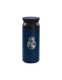 Safta Real Madrid Vaso de Acier Inoxydable 350mL - Double Pared - Base de Silicona - Acier Inoxydable - Couvercle - 12H Caliente