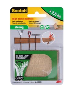 Scotch Extreme Cierres Adhesivos Reposicionables - 25mm x 75mm - Supporte jusqu'à 2.5kg - Couleur Transparent