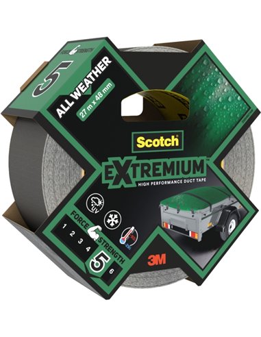 Scotch Extremium Ruban Adhesiva Americana - 48mm x 27m - Usage en Extérieur - Altas Prestaciones - Couleur Noir