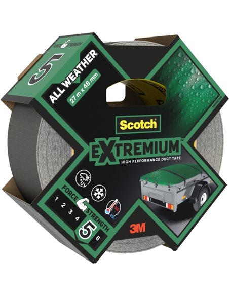 Scotch Extremium Ruban Adhesiva Americana - 48mm x 27m - Usage en Extérieur - Altas Prestaciones - Couleur Noir