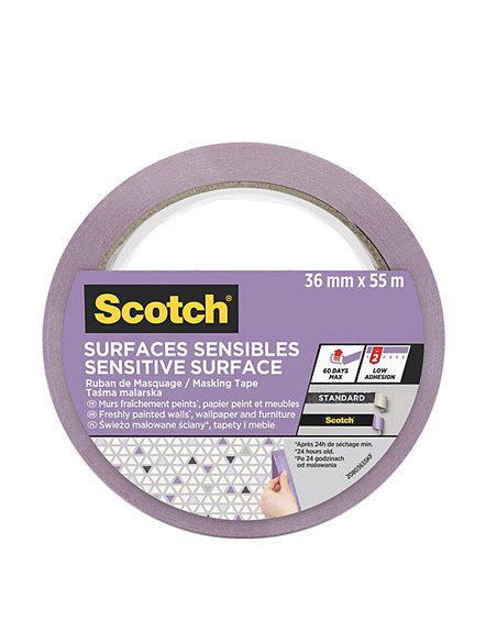 Scotch Présentoir Dispensador de 32 Rollos de Ruban de Enmascarar - 36mm x 41m - Superficies Delicadas - Couleur Violet