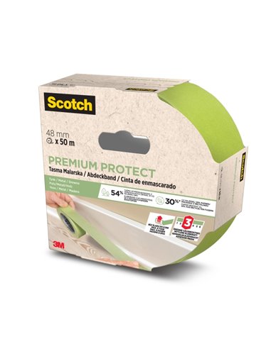 Scotch Premium Protect Ruban de Enmascarar - 48mm x 50m - 70% PEFC - Couleur Vert