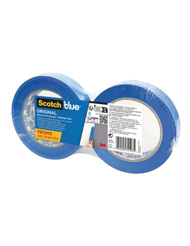 Scotchblue Pack de 2 Cintas de Enmascarar - 24mm x 55m - 100% PEFC - Multisuperficie - Couleur Bleu