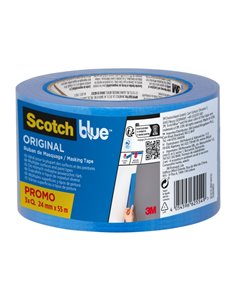 Scotchblue Original Pack de 3 Cintas de Enmascarar - 24mm x 55m - 100% PEFC - Multisuperficie - Couleur Bleu