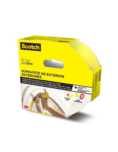 Scotch Ruban de Enmascarar - 36mm x 50m - Usage en Extérieur - Couleur Jaune